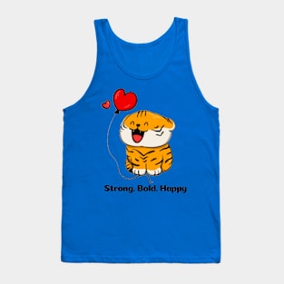 Strong Bold Happy Cute Tiger Tank Top